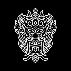 Cool abstract monster in ancient style, illustration for poster, sticker, or apparel merchandise.With tribal and hipster style.