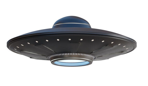 UFO alien spaceship isolated on white background. 3D rendered illustration.