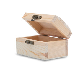cute open lid treasure chest isolated on white background with pen tool clipping path