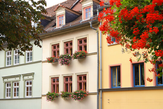 Beautiful architecture in the old town of Naumburg, Saxony-Anhalt, Germany