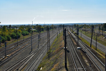 View of the railway tracks and the city