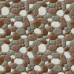 Seamless background texture from multi-colored stones. Decorative stone tiles