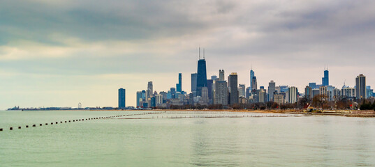 Chicago City skyline view from Lincoln Park
