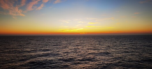 sunset over the sea bridge
