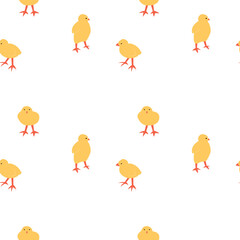 Seamless pattern with cute cartoon chicks. Animal print.