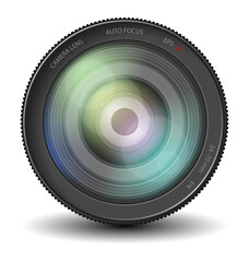 Realistic camera lens. Vector illustration. EPS 10.