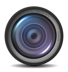 Realistic camera lens. Vector illustration. EPS 10.