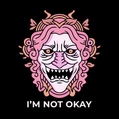 Devil head illustration for poster, sticker, or apparel merchandise.With tribal and hipster style.