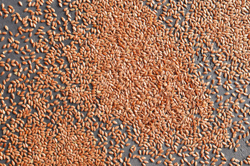 Dry flax seeds texture background.