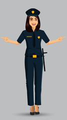 Woman Police officer avatar illustration, police woman character design with standing position. Vector illustration Isolated on white background.