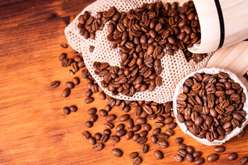 Homemade cafe fresh hot espresso in steam white mug cup brew from organic sustainable coffee shop drink roasted brown bean with recycle disposable paper package with refresh aroma