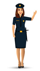 Woman Police officer avatar illustration, police woman character design with standing position. Vector illustration Isolated on white background.