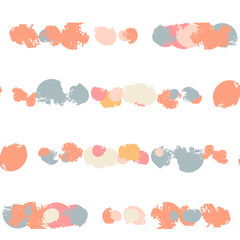 Abstract vector seamless pattern with brush stains. Rounded confetti like shapes in positive colors. Background for wallpaper, textile and web design.