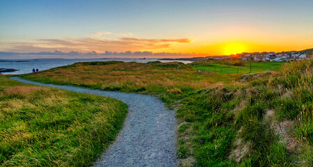 Beautiful coastal sunset landscape. Location: Haugesund, Norway