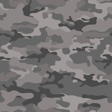 
Camouflage seamless pattern from gray spots. Abstract vector. Fabric print.