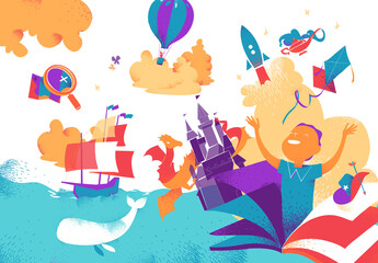 Bambino che comparve insieme ai tanti simboli dell'invanzia dal libro di fantasia © Hurca!