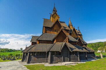 Fototapeta na wymiar The famous medieval stave church named 