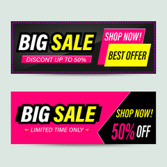 A set of flyers "Big sale" for business, Commerce, promotion and advertising.Horizontal banners 50% off.