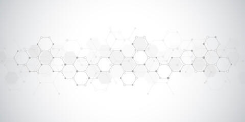 Abstract background of molecules. Molecular structures or chemical engineering, genetic research, innovation technology. Scientific, technical or medical concept.