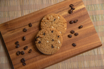 oatmeal cookies and coffee beans