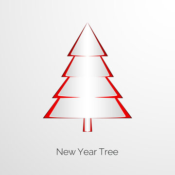 Paper New Year Tree. New Year Greeting Card Template. Origami ornament element. Winter Holiday Decoration. Vector