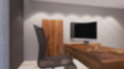 Modern office Cabinet.  3D rendering.   Meeting room. Abstract blur phototography