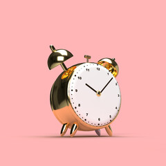 Illustration 3D d'une horloge en or sur fond isolé. Concept de bonne qui est l'heure de faire d bonne affaire. Promo et solde. Bonne de réduction. l'heure de gagner de l'argent. Black Friday