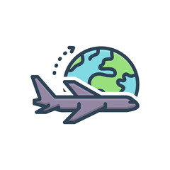 Color illustration icon for international