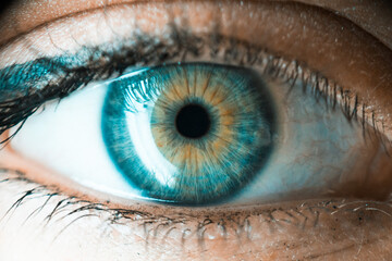Beautiful blue eye with yellow splashes