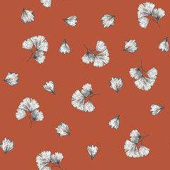 Small Leaves Seamless Pattern Trendy Bright Colors Fashion Design Elegant Materials