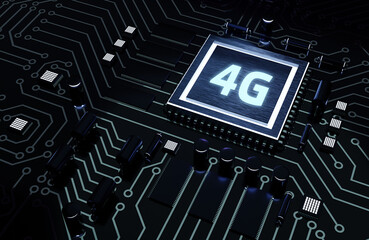 Microchip.The concept of 4G network, high-speed mobile Internet, new generation networks. Business, modern technology, internet and networking concept.