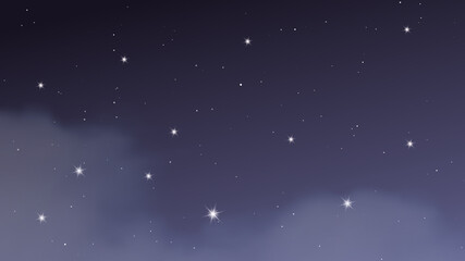 Night sky with clouds and many stars