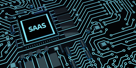 Software as a Service SaaS. Software concept. Business, modern technology, internet and networking concept. Microchip.