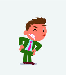 cartoon character of businessman suspecting something wrong