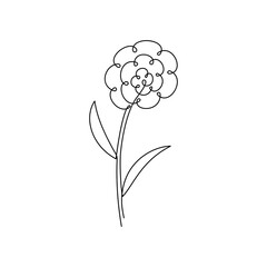 Continuous line drawing. Flower drawn in a simple style. Black isolated on white background. Hand drawn vector illustration. 
