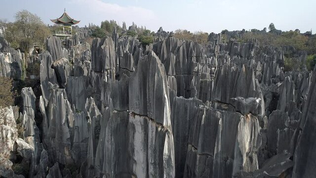 Wednesday, March 14, 2018, Aerial View of Yunnan Stone Forest in Southern China is one of the world's most spectacular examples of humid tropical to subtropical karst landscapes, Yunnan, China.