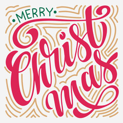Merry Christmas and Happy New Year Vintage background with typography. Drawn by hands. Vector image.