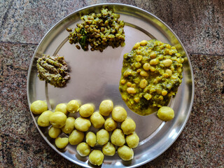 Picture of homemade south Indian traditional food plate