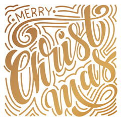 Merry Christmas and Happy New Year Vintage background with typography. Drawn by hands. Vector image.