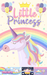 Cute unicorn banner on pastel background color