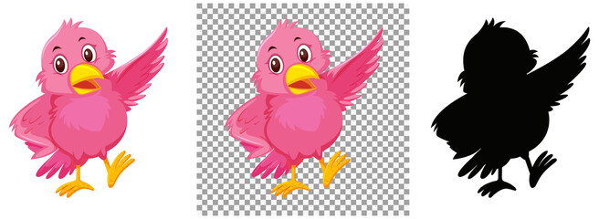 Cute pink bird cartoon character