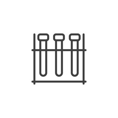 Laboratory test tubes line icon. linear style sign for mobile concept and web design. Blood analysis flask outline vector icon. Medical research symbol, logo illustration. Vector graphics