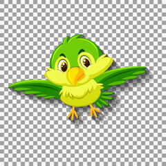 Cute green bird cartoon character