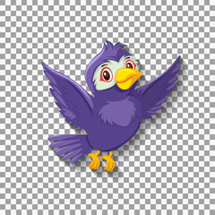 Cute purple bird cartoon character
