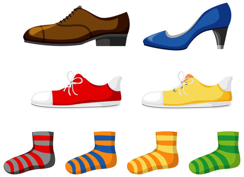 Set of footwear isolated