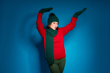 Photo of crazy cool girl enjoy christmas magic miracle greeting disco party dance have fun wear...