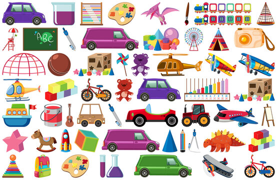 Set of various objects cartoon