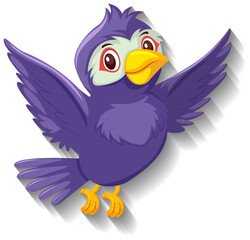 Cute purple bird cartoon character