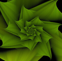 Abstract image. Fractal. Green spiral in the form of a flower.