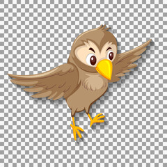 Cute sparrow bird cartoon character